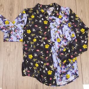 Topshop printed button up shirt sz 2